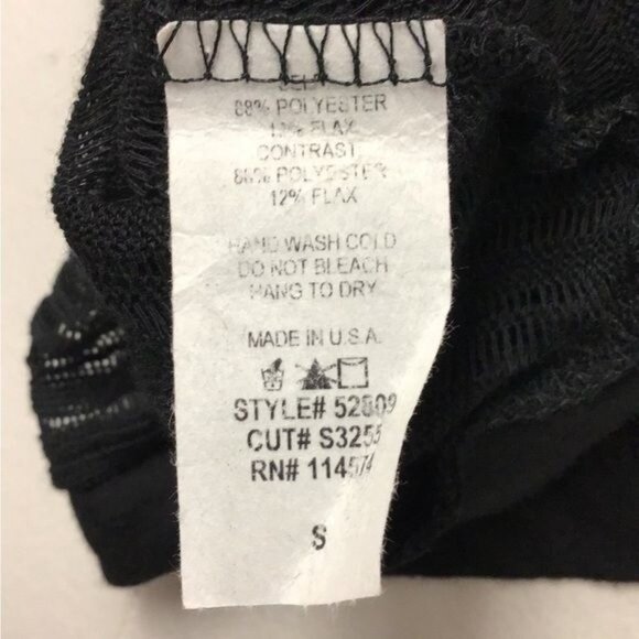 Pleione Women’s Short Sleeve Crew Neck Bat-wing Sheer Top, Black, size S - Picture 7 of 7